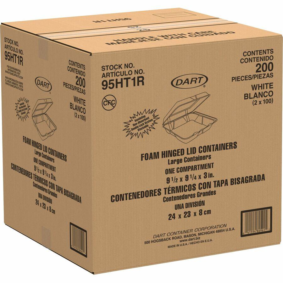 Dart 9-1/2" Single-Compartment Foam Containers - 100.0 / Pack - Foam Body - 2 / Carton. Picture 4