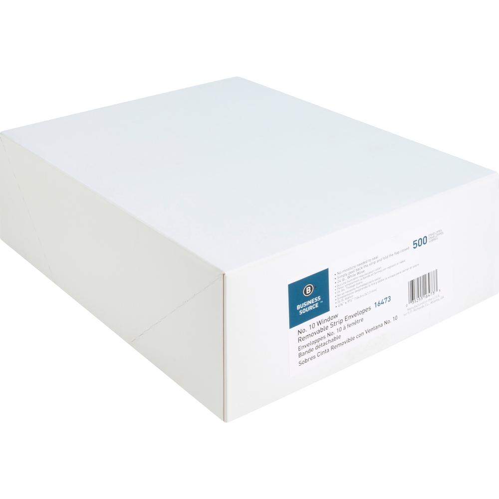 Business Source Security Tint Window Envelopes - Business - #10 - 9 1/2" Width x 4 1/8" Length - Peel & Seal - Wove - 500 / Box - White. Picture 3