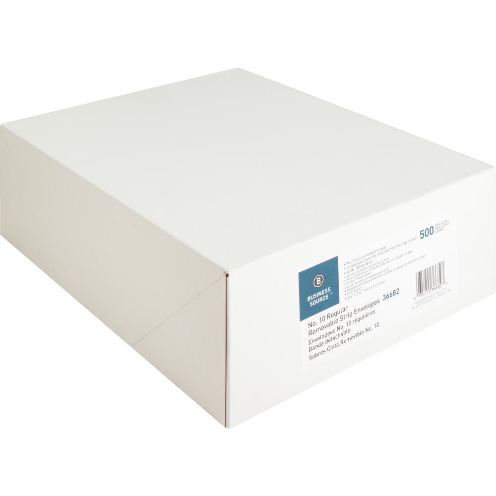 Business Source Regular Tint Peel/Seal Envelopes - Business - #10 - 9 1/2" Width x 4 1/8" Length - 24 lb - Peel & Seal - Wove - 500 / Box - White. Picture 5
