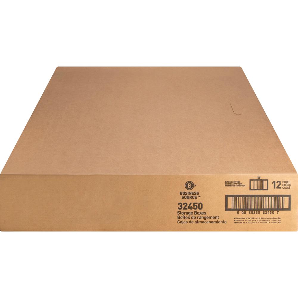 Business Source Quick Setup Medium-Duty Storage Box - External Dimensions: 12" Width x 15" Depth x 10"Height - Media Size Supported: Legal, Letter - Lift-off Closure - Medium Duty - Stackable - White . Picture 3