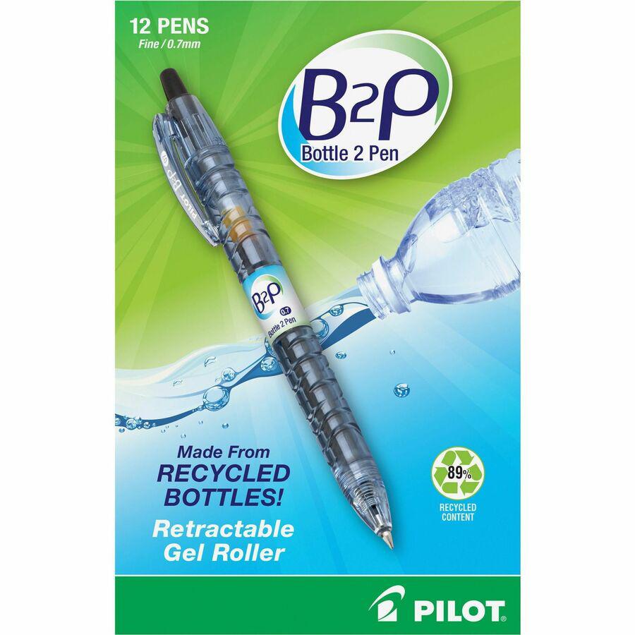 Pilot BeGreen B2P Fine Point Gel Pens - Fine Pen Point - 0.7 mm Pen Point Size - Refillable - Retractable - Black Gel-based Ink - Plastic Barrel - 1 Dozen. Picture 4