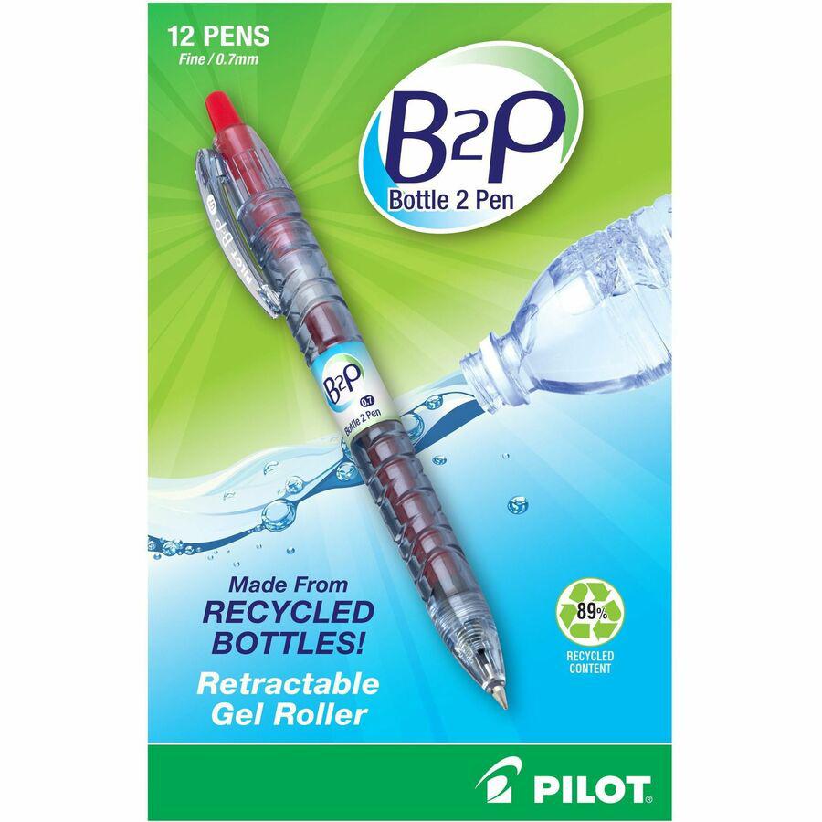 Pilot BeGreen B2P Fine Point Gel Pens - Fine Pen Point - 0.7 mm Pen Point Size - Refillable - Retractable - Red Gel-based Ink - Plastic Barrel - 1 Dozen. Picture 4
