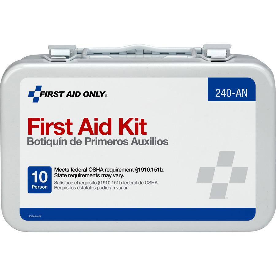 First Aid Only 10-unit ANSI 64-piece First Aid Kit - 64 x Piece(s) For 10 x Individual(s) - 4.5" Height x 7.5" Width x 2.4" Depth Length - Metal Case - 1 Each. Picture 2