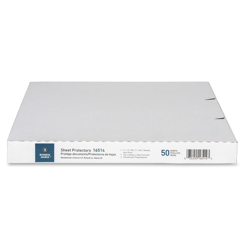 Business Source Nonglare Top-loading Sheet Protectors - 11" Height x 9" Width - 3.3 mil Thickness - For Letter 8 1/2" x 11" Sheet - Rectangular - Non-glare - Polypropylene - 50 / Box. Picture 5