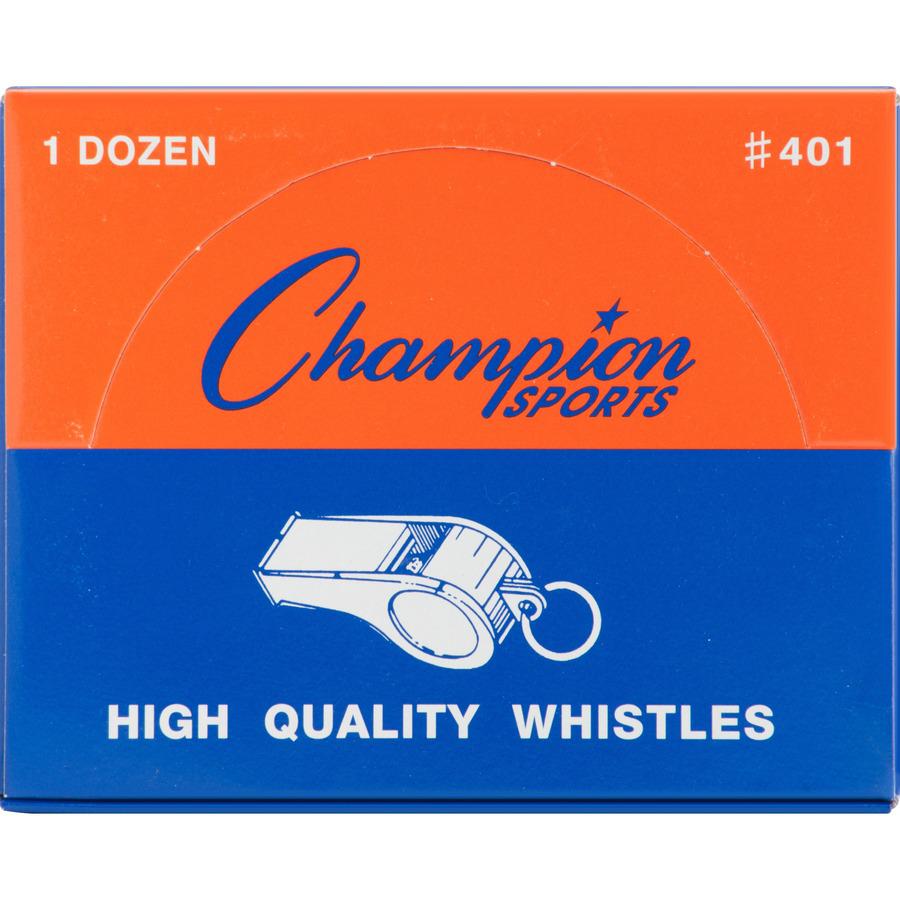 Champion Sports Heavyweight Metal Whistle - 1 Dozen - Silver. Picture 3