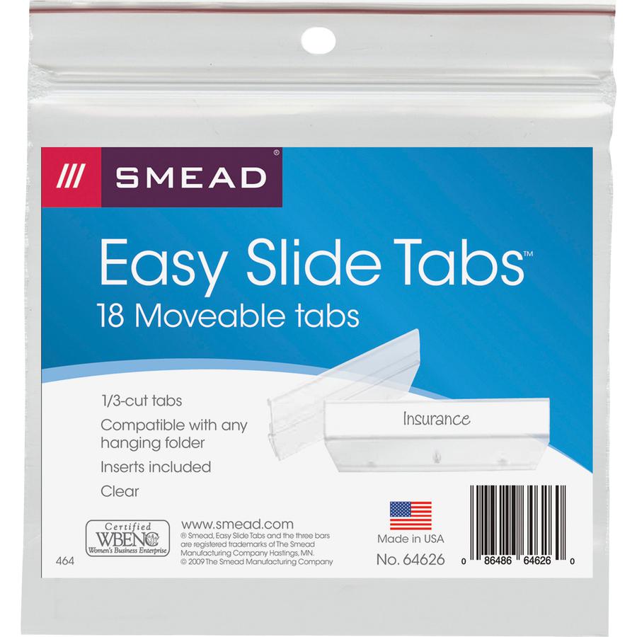 Smead Easy Slide Hanging Folder Tabs - Clear Poly Tab(s) - 18 / Pack. Picture 2