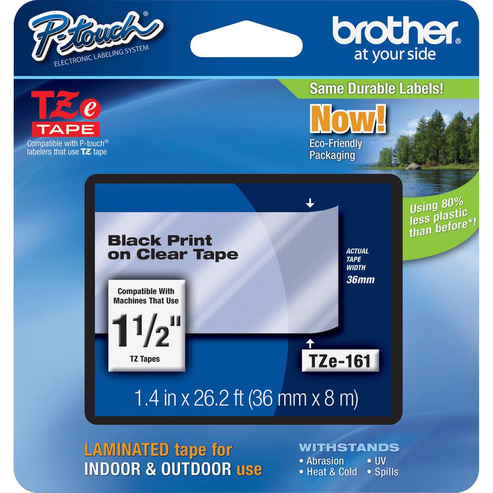Brother P-Touch TZe Laminated Tape - 1 27/64" Width x 26 1/4 ft Length - Rectangle - Thermal Transfer - Clear - 1 Each - Water Resistant - Chemical Resistant, Abrasion Resistant, Fade Resistant, Tempe. Picture 2