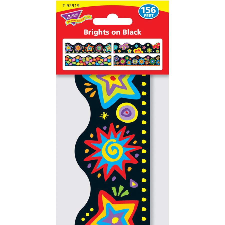 Trend Bulletin Board Trimmer Variety Pack - Brights on Black Shape - Reusable, Durable, Precut - 2.25" Width x 1872" Length - Assorted - 12 / Set. Picture 4