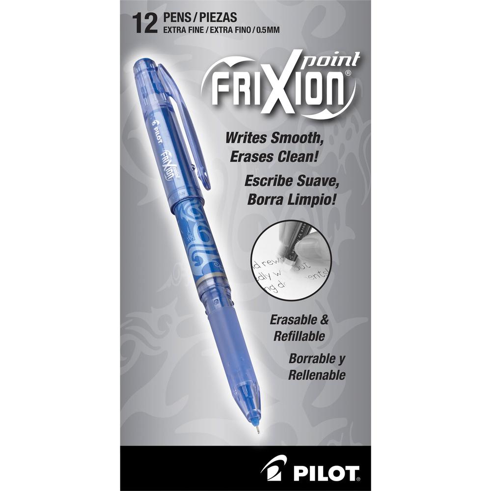 Pilot FriXion Point Erasable Gel Pen - Extra Fine Pen Point - 0.5 mm Pen Point Size - Needle Pen Point Style - Blue Gel-based Ink - Blue Barrel - 1 Dozen. Picture 2