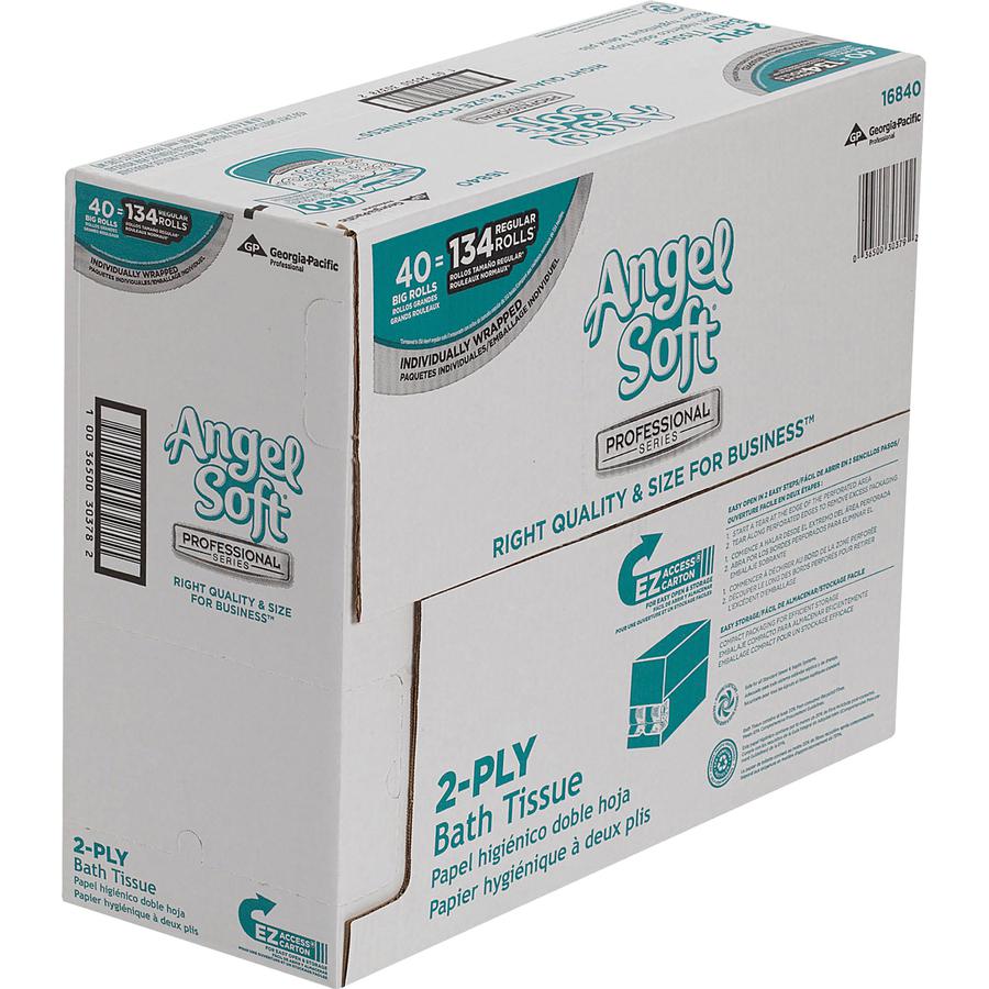 Angel Soft Professional Series Embossed Toilet Paper - 2 Ply - 4" x 4.05" - 450 Sheets/Roll - White - Fiber - Soft, Thick, Embossed, Septic Safe - For Food Service, Office Building - 40 / Carton. Picture 2