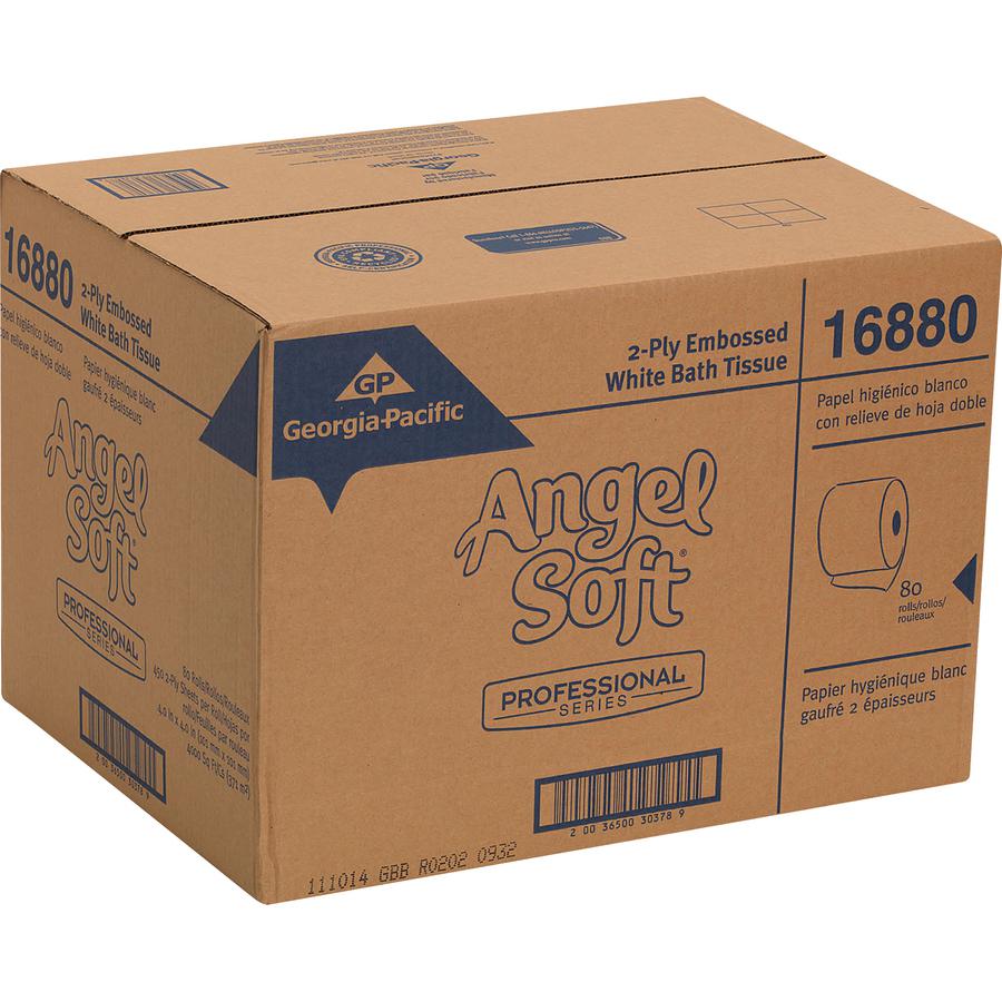 Angel Soft Professional Series Embossed Toilet Paper - 2 Ply - 4" x 4.05" - 450 Sheets/Roll - White - Soft - For Food Service, Office Building - 80 / Carton. Picture 2