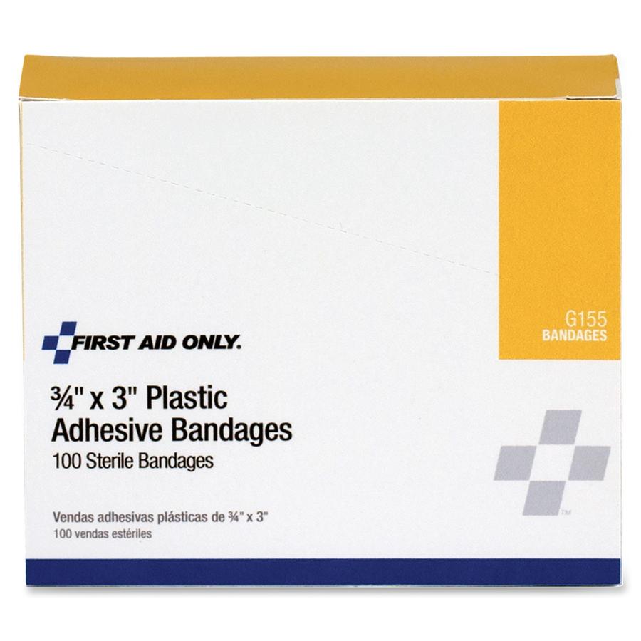 First Aid Only Plastic Adhesive Bandages - 0.75" x 3" - 1Each - White - Plastic, Vinyl. Picture 3