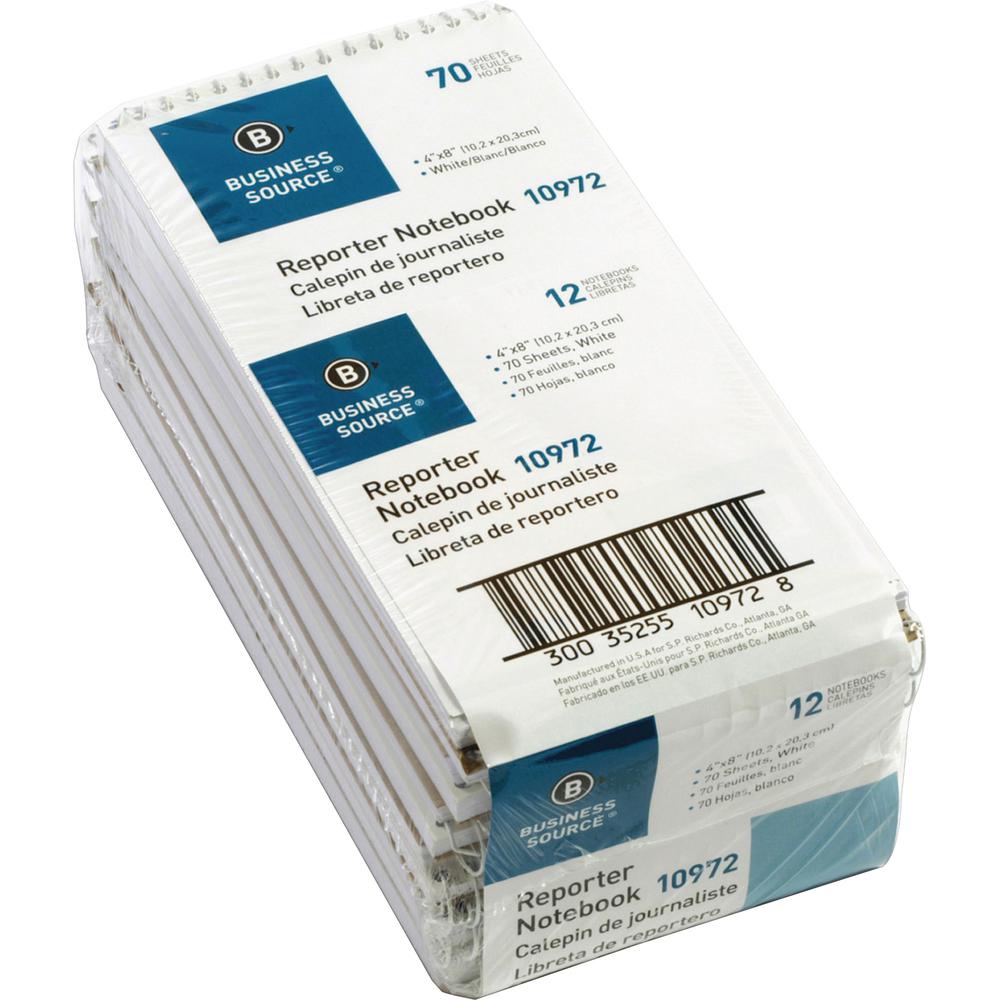 Business Source Coat Pocket-size Reporters Notebook - 70 Sheets - Spiral - 4" x 8" - White Paper - 1 Dozen. Picture 5