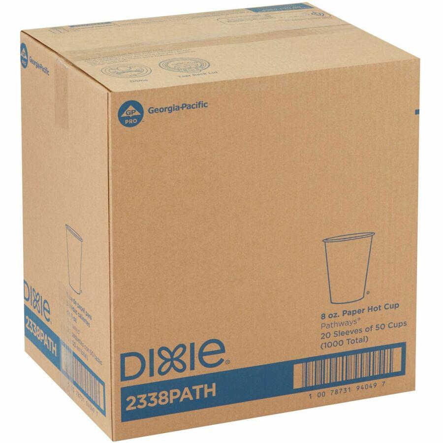 Dixie Pathways 8 oz Paper Hot Cups By GP Pro - 50 / Pack - 20 / Carton - White - Paper - Hot Drink. Picture 2
