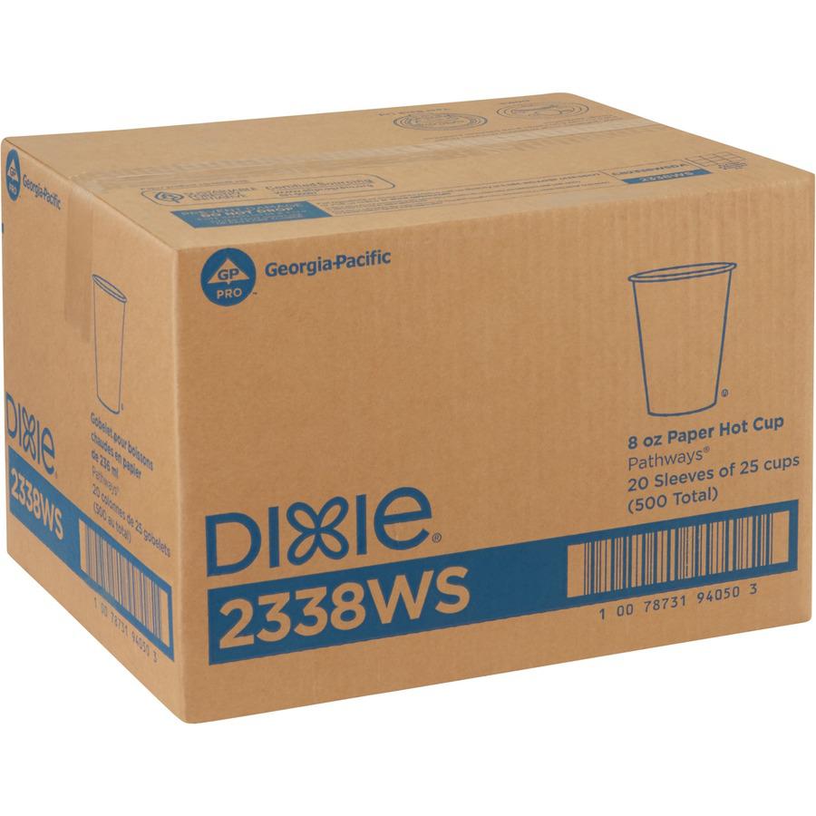 Dixie Pathways 8 oz Paper Hot Cups By GP Pro - 25 / Pack - 20 / Carton - White - Paper - Hot Drink, Beverage. Picture 9