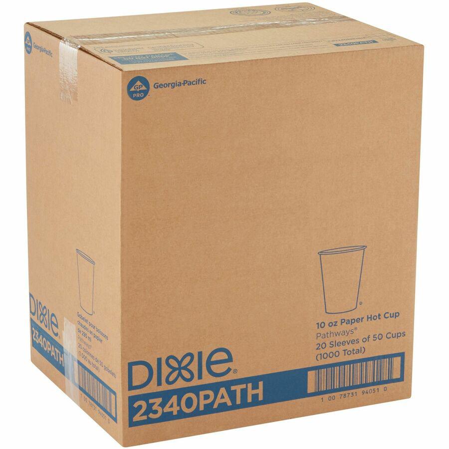 Dixie Pathways Paper Hot Cups by GP Pro - 50 / Pack - 10 fl oz - 20 / Carton - White - Paper - Hot Drink. Picture 6