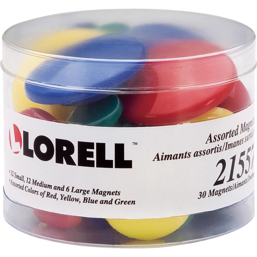 Lorell Magnets Assortment - Small, Medium, Large - 30 / Pack - Assorted. Picture 2