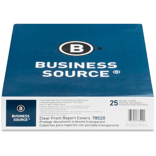 Business Source Letter Report Cover - 8 1/2" x 11" - 100 Sheet Capacity - 3 x Prong Fastener(s) - Black - 25 / Box. Picture 2