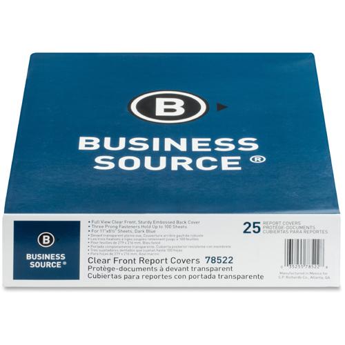 Business Source Letter Report Cover - 8 1/2" x 11" - 100 Sheet Capacity - 3 x Prong Fastener(s) - Clear, Dark Blue - 25 / Box. Picture 4