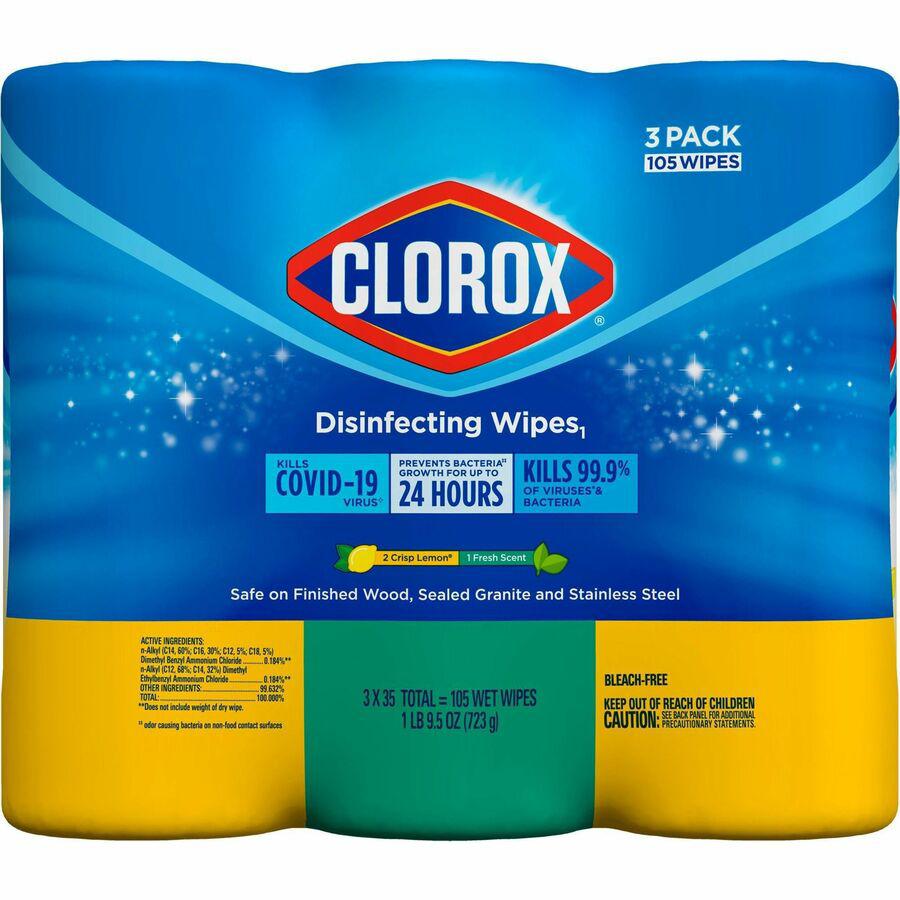 Clorox Disinfecting Wipes Value Pack - Ready-To-Use Wipe - Fresh, Citrus Blend Scent - 105 / Pack - White. Picture 5