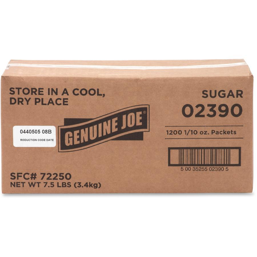 Genuine Joe Sugar Packets - Packet - 0.099 oz (2.8 g) - 1200/Box. Picture 5