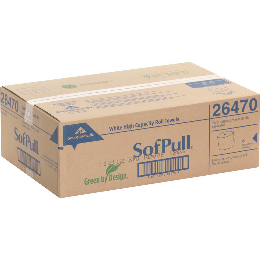 SofPull Mechanical Recycled Paper Towel Rolls - 1 Ply - 7.87" x 1000 ft - 7.80" Roll Diameter - White - 6 / Carton. Picture 5