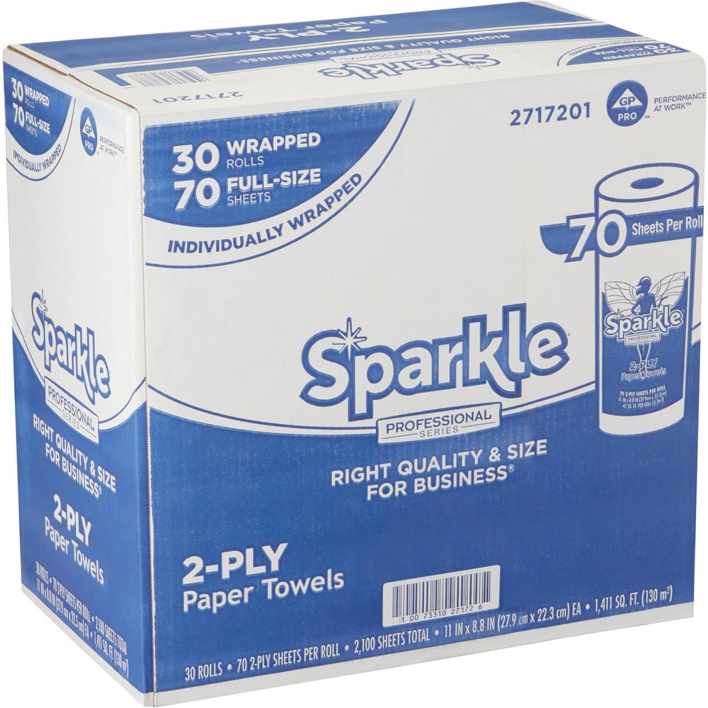 Sparkle Professional Series&reg; Paper Towel Rolls by GP Pro - 2 Ply - 8.80" x 11" - 70 Sheets/Roll - White - Paper - 30 / Carton. Picture 4