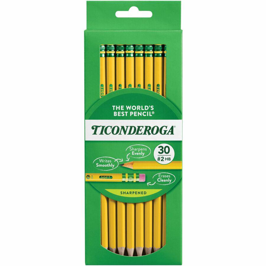 Ticonderoga Pre-Sharpened No. 2 Pencils - #2 Lead - Yellow Barrel - 30 / Box. Picture 6