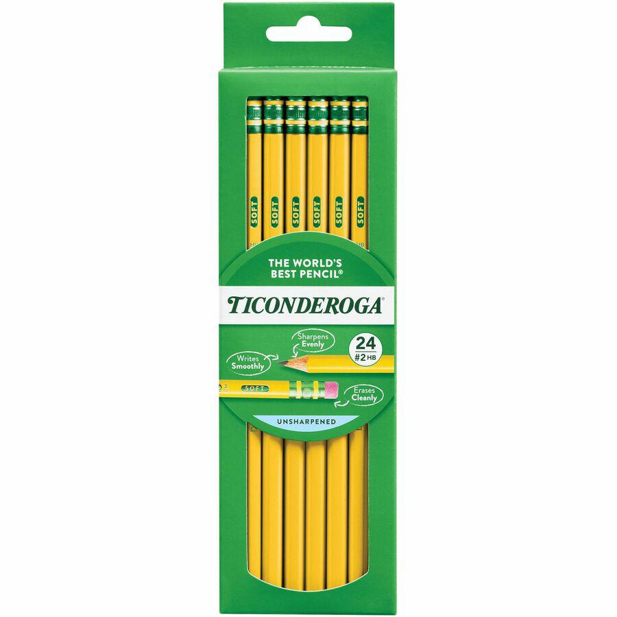 Ticonderoga Wood-Cased Pencils - 2HB Lead - Yellow Barrel - 24 / Box. Picture 6