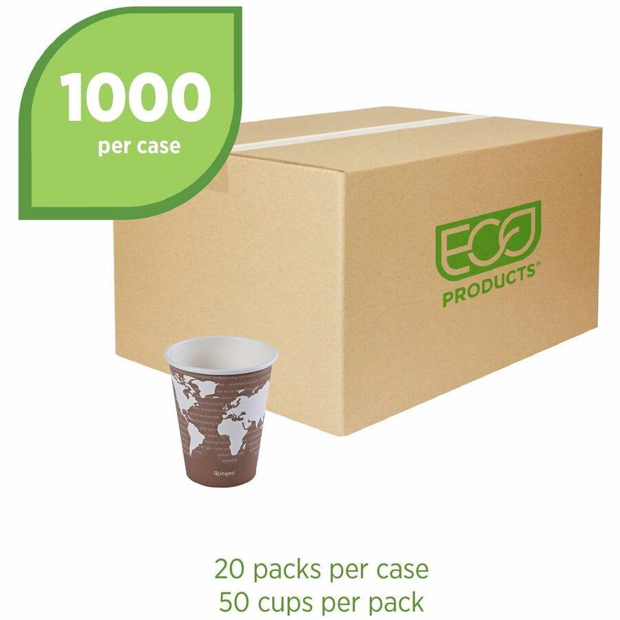 Eco-Products 8 oz World Art Hot Beverage Cups - 50 / Pack - 20 / Carton - Multi - Paper, Resin - Hot Drink. Picture 6