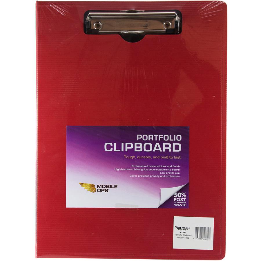 Mobile OPS Unbreakable Recycled Clipboard - 0.50" Clip Capacity - Top Opening - 8 1/2" x 11" - Red - 1 Each. Picture 4