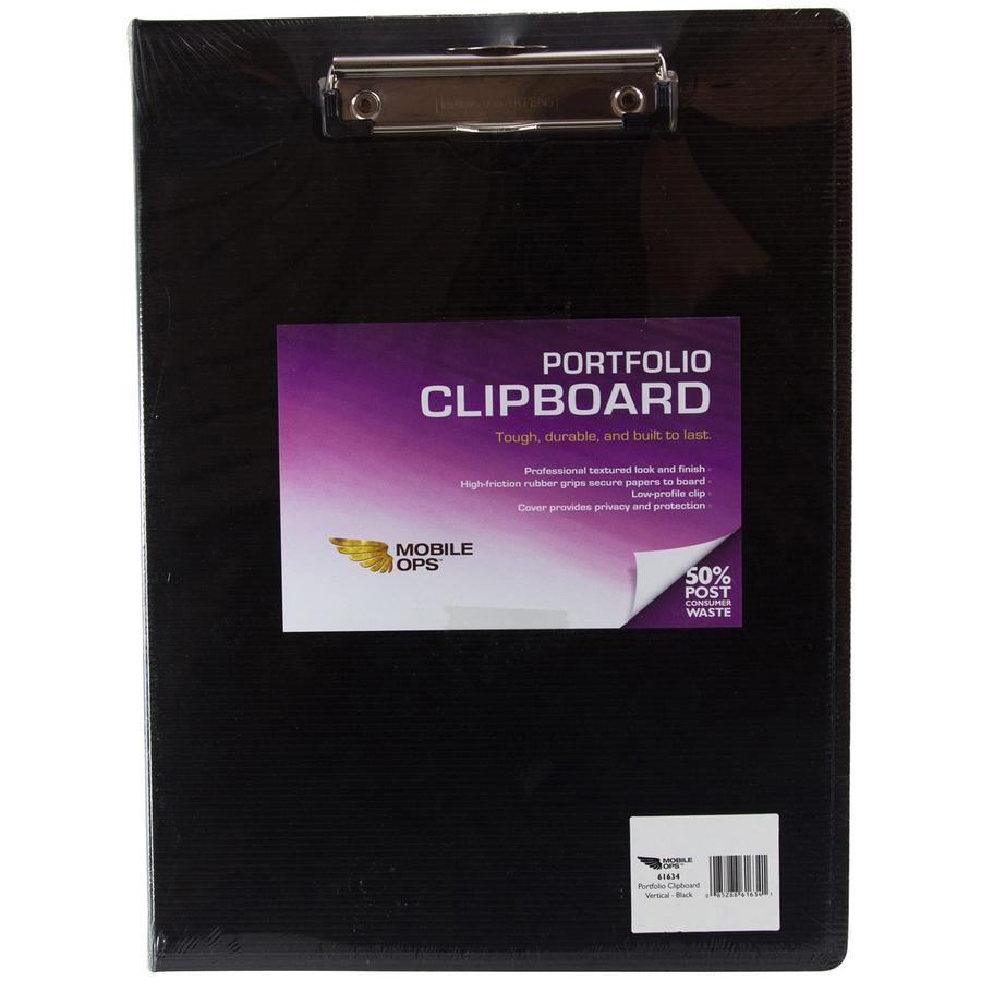 Mobile OPS Unbreakable Recycled Clipboard - 0.50" Clip Capacity - Top Opening - 8 1/2" x 11" - Black - 1 Each. Picture 8