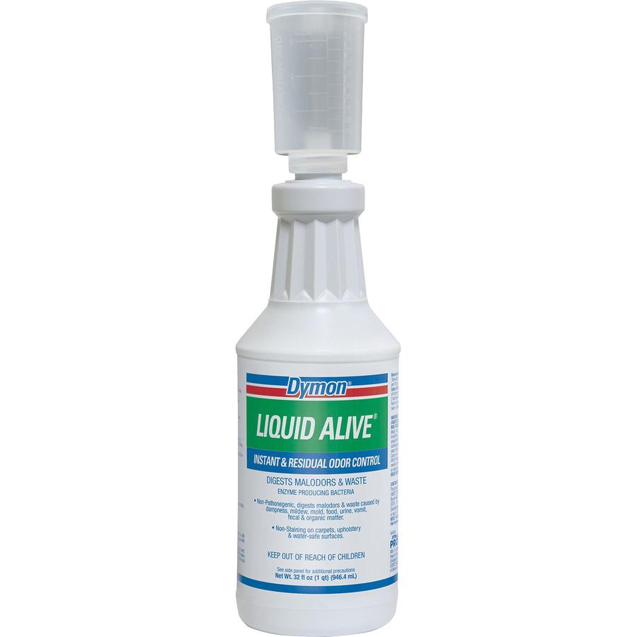 Dymon Liquid Alive Drain Maintenance - 32 fl oz (1 quart) - Pleasant Scent - 12 / Carton - Odor Neutralizer, Non-toxic, Non Alkaline - Green. Picture 2
