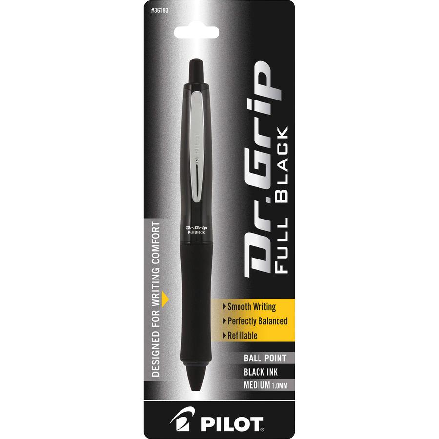 Pilot Dr. Grip Center of Gravity Retractable Ballpoint Pens - Medium Pen Point - 1 mm Pen Point Size - Rectangle Pen Point Style - Refillable - Retractable - Black - Black Barrel - 1 Each. Picture 2