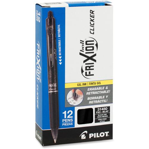 Pilot FriXion .7mm Clicker Erasable Gel Pens - 0.7 mm Pen Point Size - Retractable - Black Gel-based Ink - Black Barrel - 1 Dozen. Picture 4
