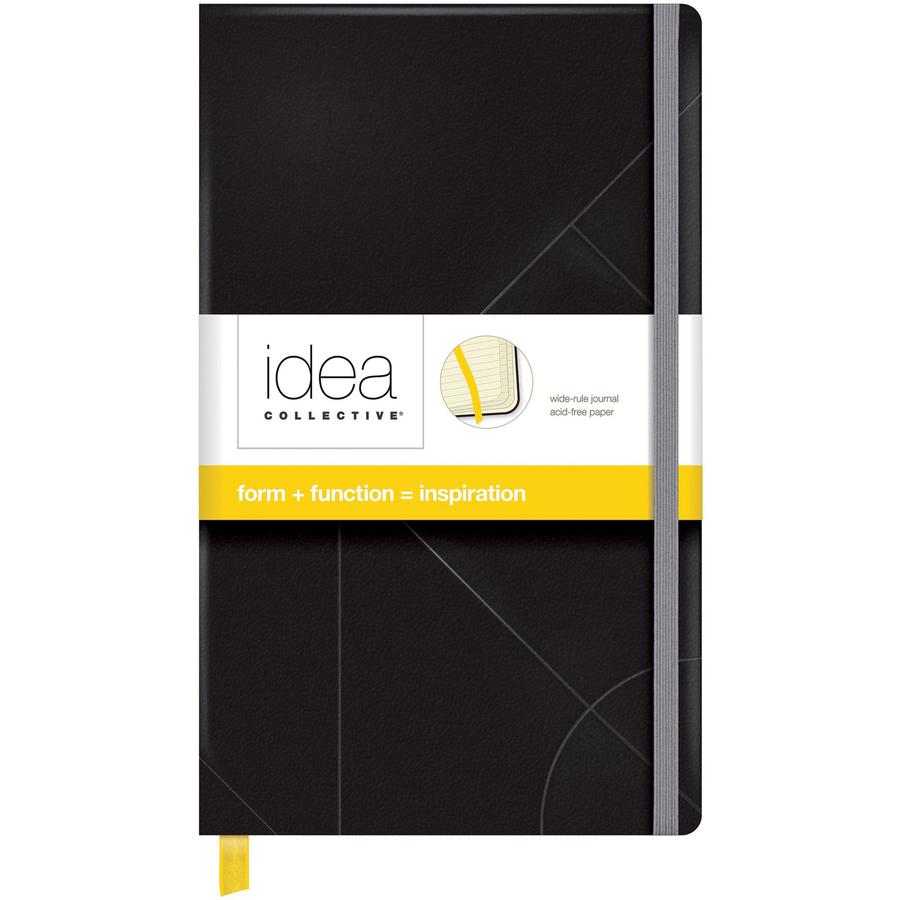TOPS Idea Collective Wide-ruled Journal - 240 Sheets - Book Bound - 8 1/4" x 5" - 0.63" x 5"8.3" - Cream Paper - Black Cover - Durable Cover, Elastic Band, Acid-free - 1 Each. Picture 3