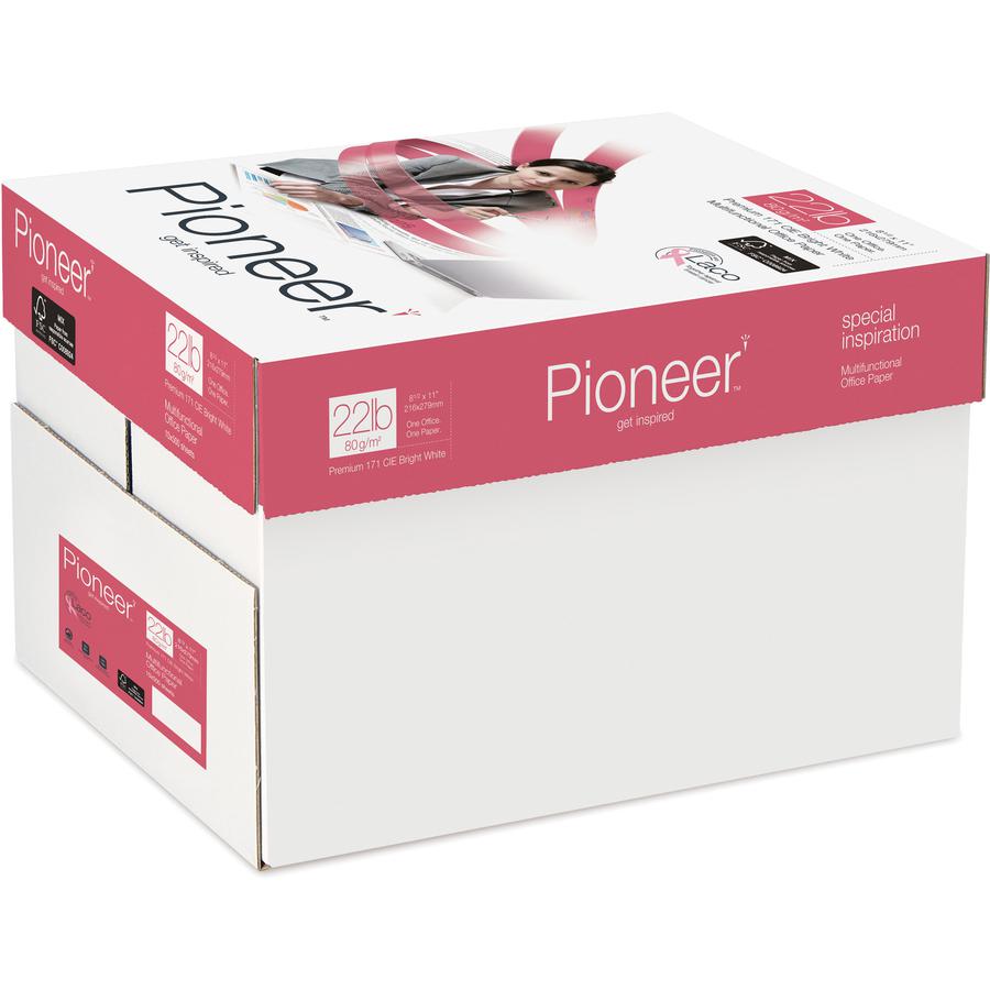Pioneer Premium Forward-Thinking Multipurpose Paper - White - Letter - 8 1/2" x 11" - 22 lb Basis Weight - 5000 / Carton - FSC - Jam-free - White. Picture 2