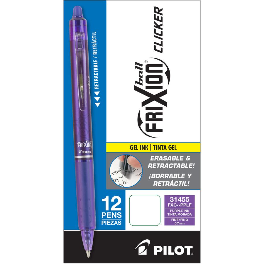 Pilot FriXion .7mm Clicker Erasable Gel Pens - Fine Pen Point - 0.7 mm Pen Point Size - Needle Pen Point Style - Retractable - Purple Gel-based Ink - 1 Dozen. Picture 2