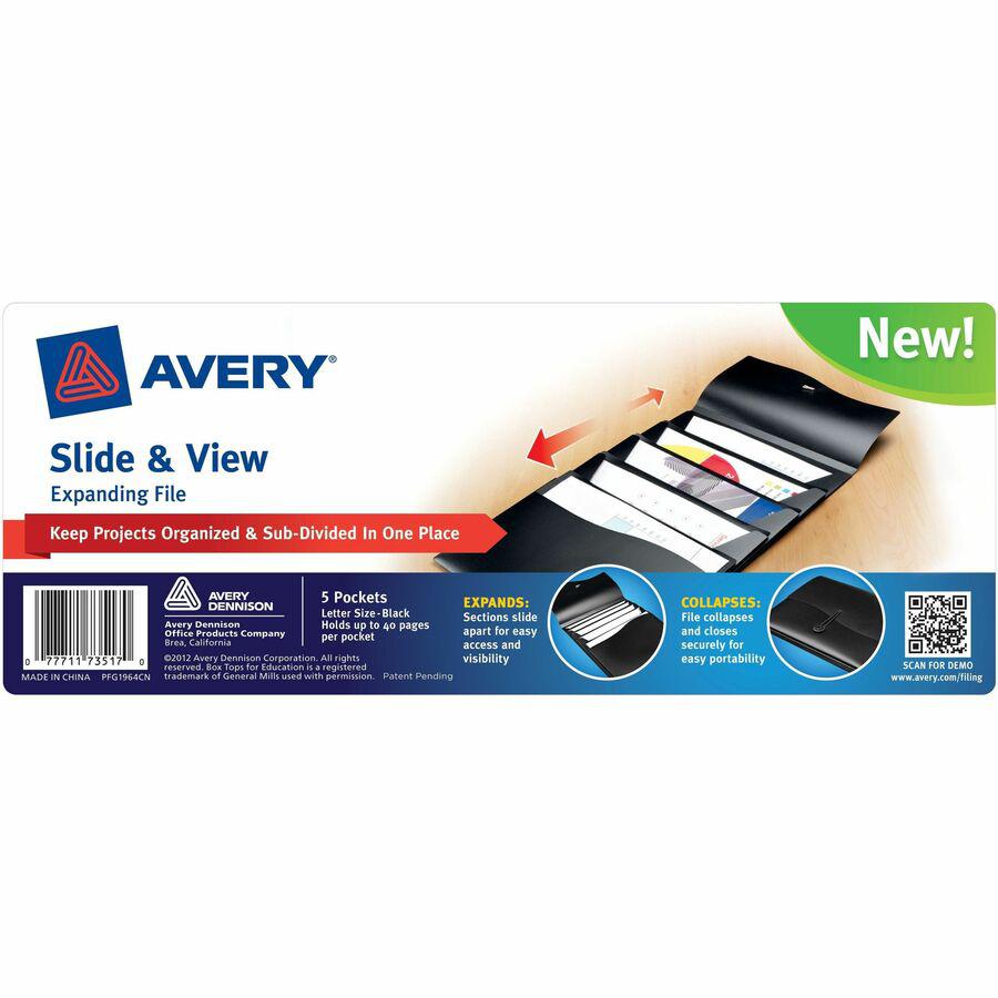 Avery&reg; Letter Expanding File - 8 1/2" x 11" - 200 Sheet Capacity - 5 Pocket(s) - Black - 1 Each. Picture 9
