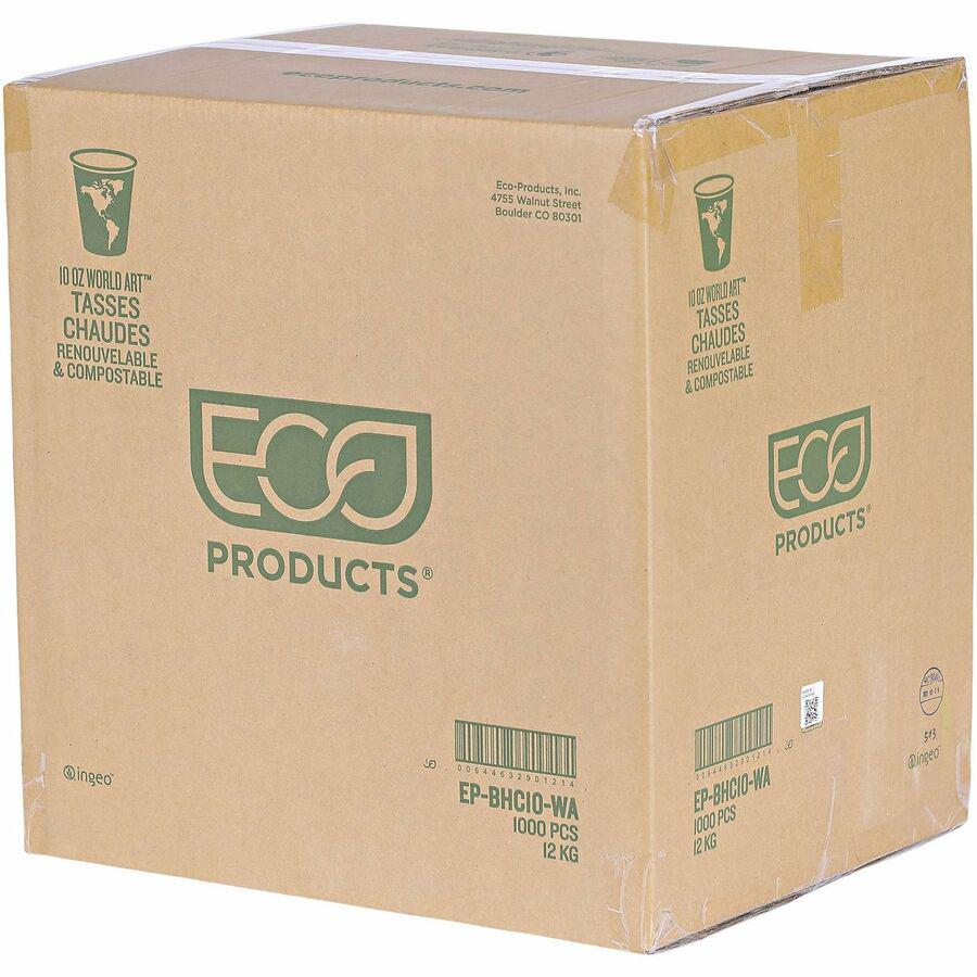 Eco-Products 10 oz World Art Hot Beverage Cups - 50 / Pack - 20 / Carton - Multi - Paper, Resin - Hot Drink. Picture 9