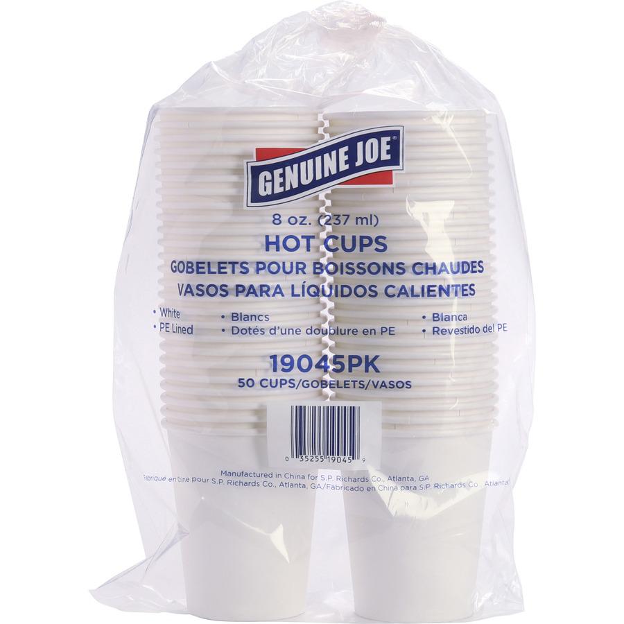 Genuine Joe 8 oz Disposable Hot Cups - 50.0 / Pack - 20 / Carton - White - Polyurethane - Hot Drink, Beverage. Picture 5