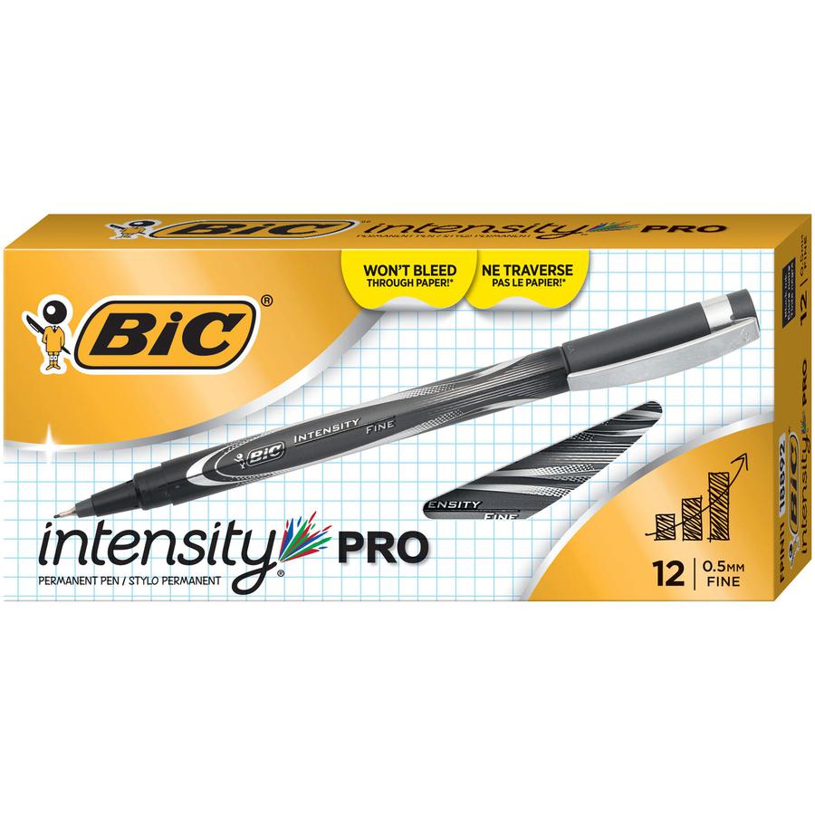 BIC Intensity Fine Point Permanent Marker Pens - Fine Pen Point - 0.5 mm Pen Point Size - Black - Black Barrel - 1 Dozen. Picture 6