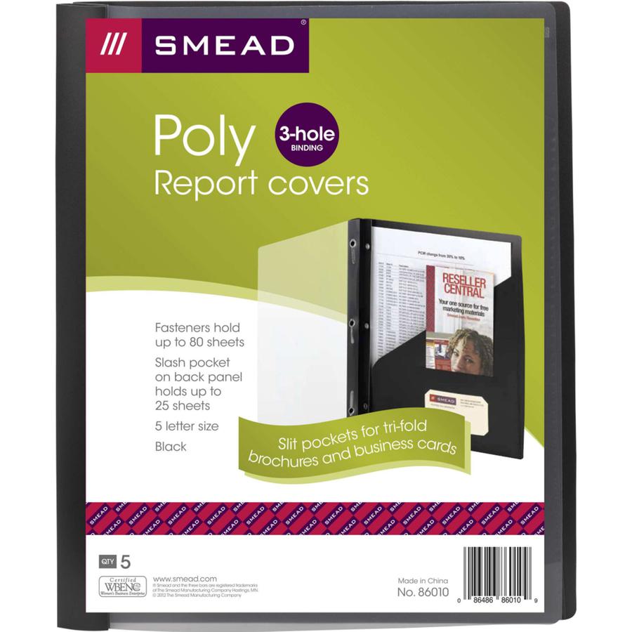 Smead Letter Report Cover - 8 1/2" x 11" - Polypropylene - Black - 5 / Pack. Picture 9