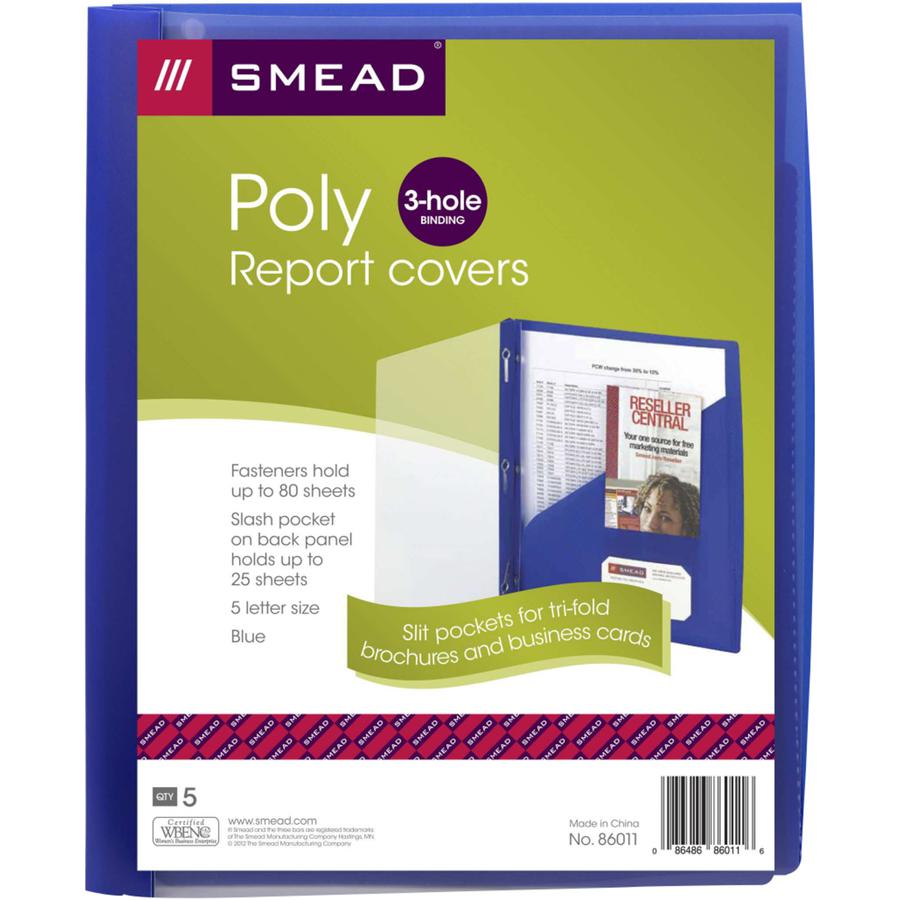 Smead Letter Report Cover - 8 1/2" x 11" - Polypropylene - Blue - 5 / Pack. Picture 8