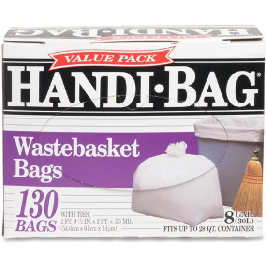 Berry Handi-Bag Wastebasket Bags - Small Size - 8 gal Capacity - 21.50" Width x 24" Length - 0.60 mil (15 Micron) Thickness - White - Hexene Resin - 130/Box - Home, Office. Picture 4