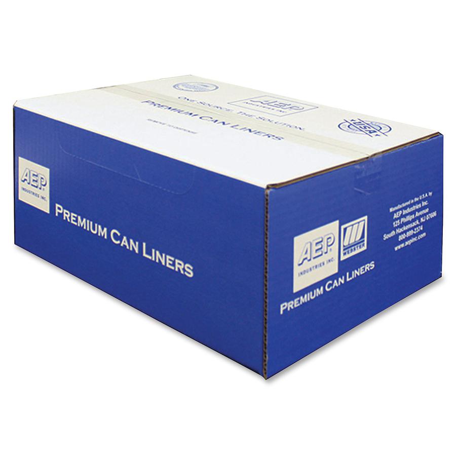 Webster High Density Commercial Can Liners - Extra Large Size - 60 gal Capacity - 38" Width x 58" Length - 0.31 mil (8 Micron) Thickness - High Density - Natural - Resin - 200/Carton - Garbage. Picture 3