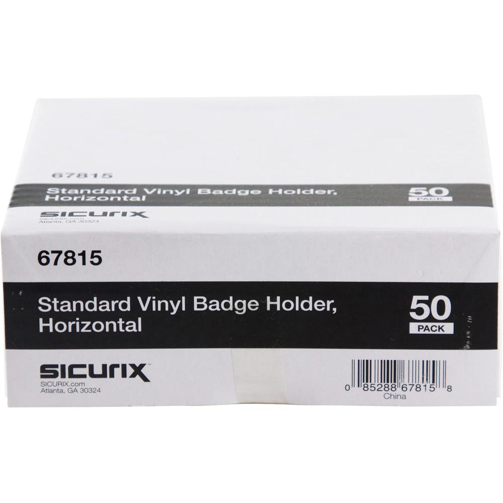 SICURIX Vinyl Punched ID Badge Holders - Horizontal - Horizontal - 2.5" x 3.5" x - Vinyl - 50 / Pack - Clear. Picture 7