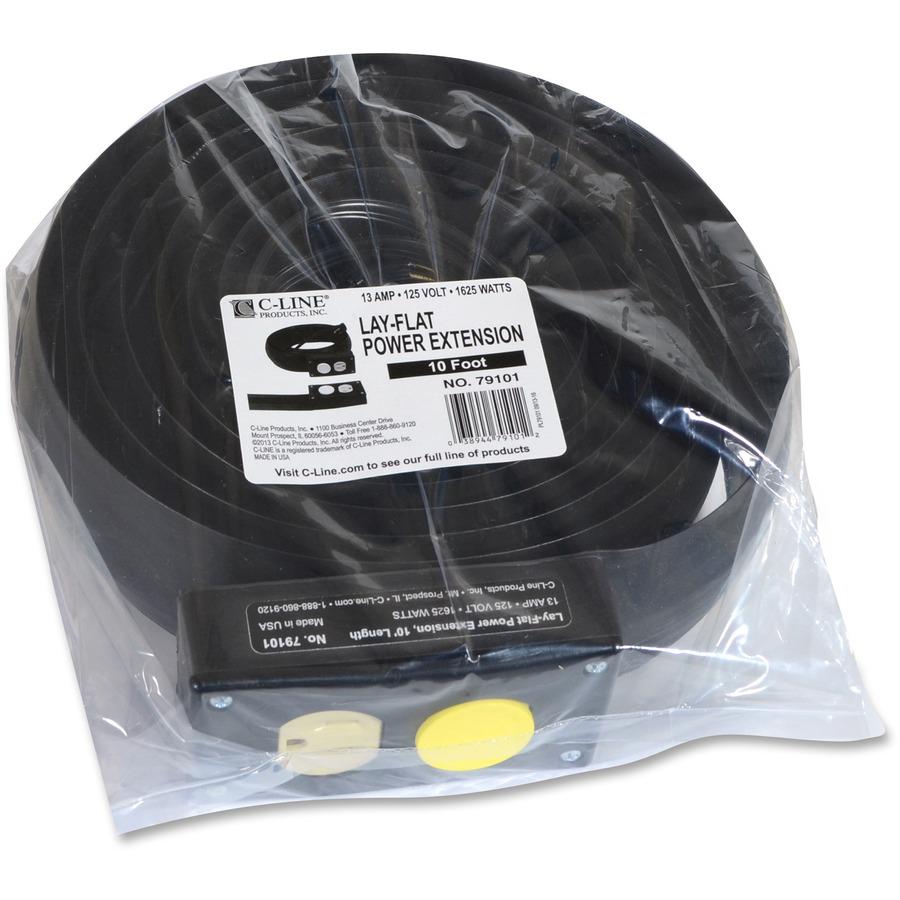C-Line Lay-Flat Power Extension and Cord Cover - 10 Ft. Length, 1/PK, 79101. Picture 2