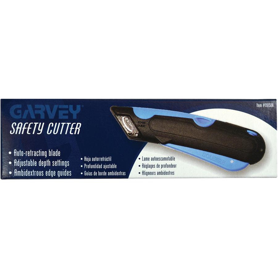 Garvey Cosco EasyCut Self-retracting Blade Carton Cutter - Self-retractable, Locking Blade - Stainless Steel, Plastic - Blue, Black - 1 Each. Picture 2