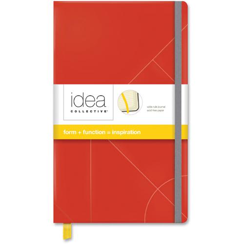 TOPS Idea Collective Hard Cover Journal - 120 Sheets - 5" x 8 1/4" - 0.63" x 5" x 8.3" - Cream Paper - Red Cover - Acid-free, Durable Cover, Ribbon Marker, Elastic Closure, Pocket - 1 Each. Picture 5